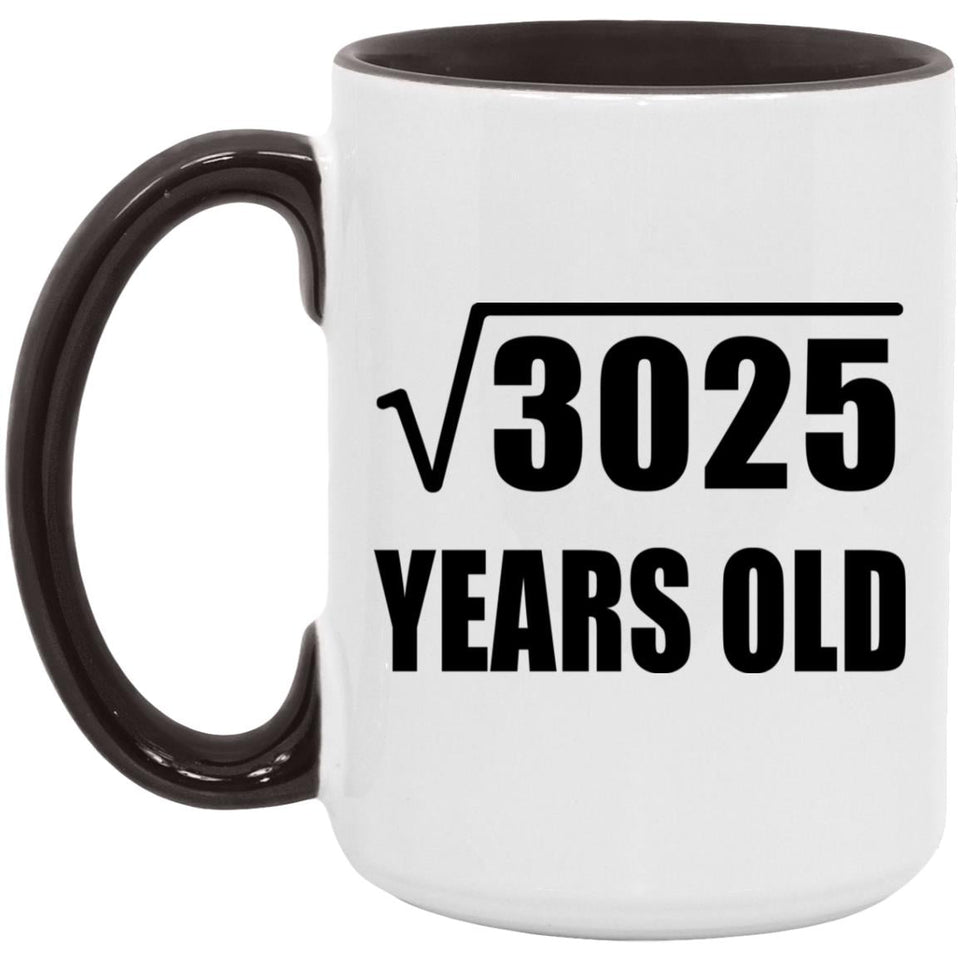 55th Birthday Square Root of 3025 Years Old - 15oz Accent Mug Black