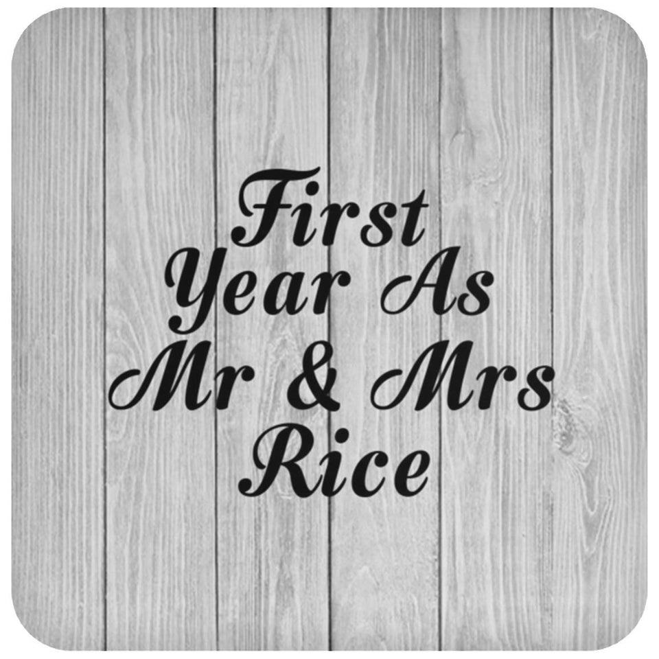First Year As Mr & Mrs Rice - Drink Coaster F