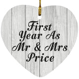 First Year As Mr & Mrs Price - Heart Ornament F