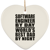 Software Engineer By Day World's Best Dad By Night - Heart Ornament