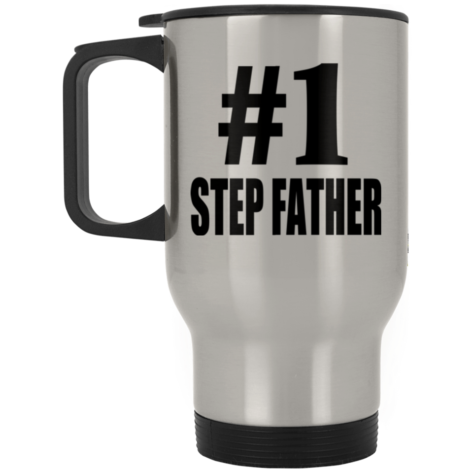 Number One #1 Step Father - Silver Travel Mug
