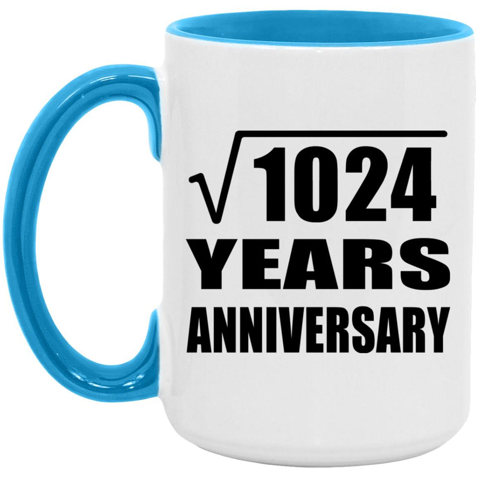 32nd Anniversary Square Root of 1024 Years Anniversary - 15oz Accent Mug Blue