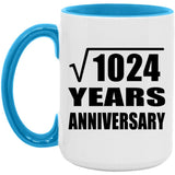 32nd Anniversary Square Root of 1024 Years Anniversary - 15oz Accent Mug Blue