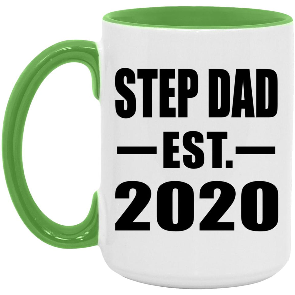 Step Dad Established EST. 2020 - 15oz Accent Mug Green