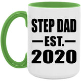 Step Dad Established EST. 2020 - 15oz Accent Mug Green