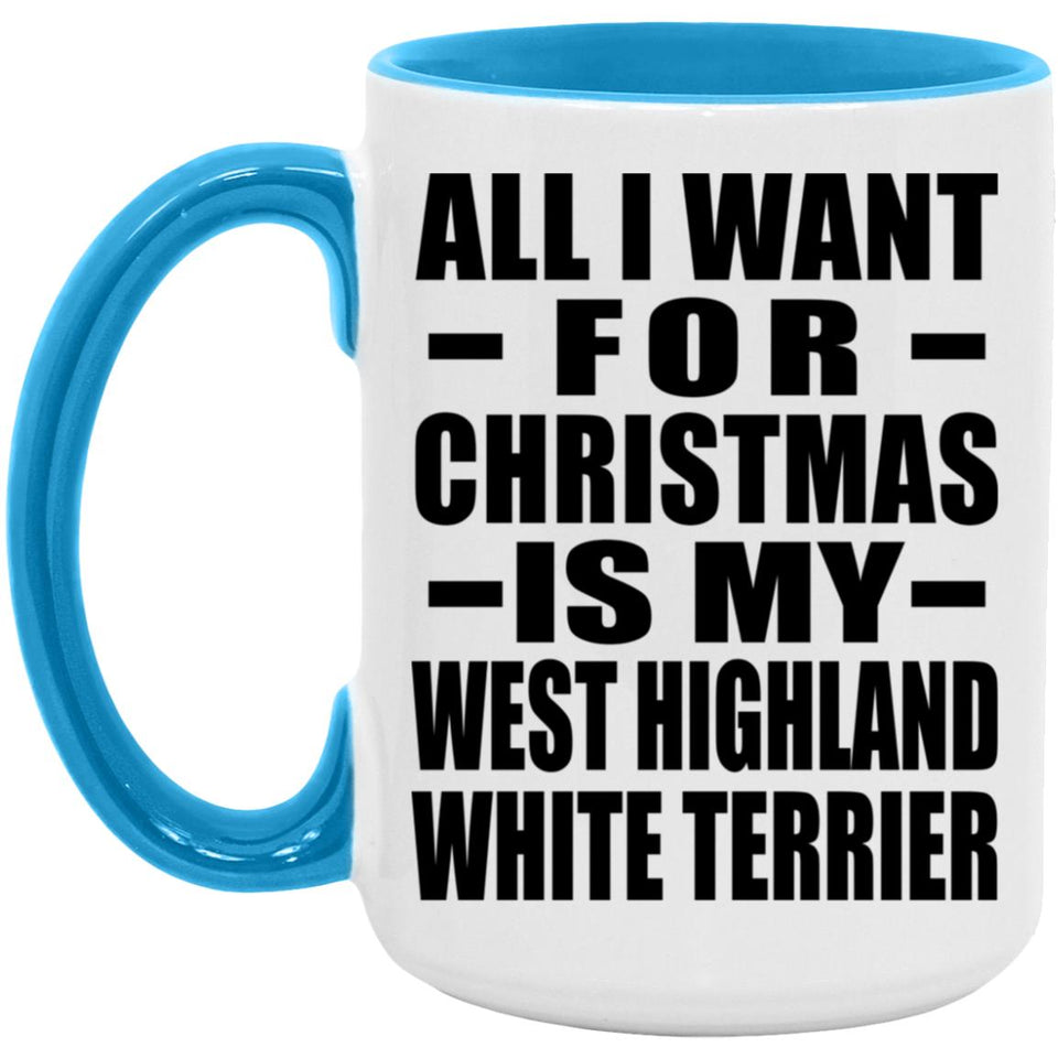All I Want For Christmas Is My West Highland White Terrier - 15oz Accent Mug Blue
