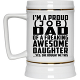 Personalized Gift, Proud [Job] Dad Of Awesome Daughter - Beer Stein