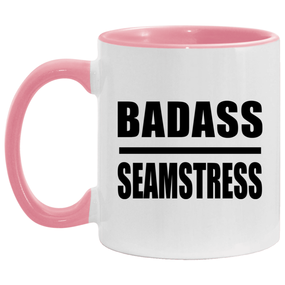 Badass Seamstress - 11oz Accent Mug Pink