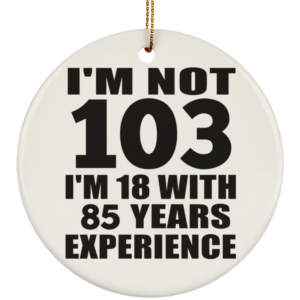 103rd Birthday I'm Not 103 I'm 18 With 85 Years Experience - Circle Ornament
