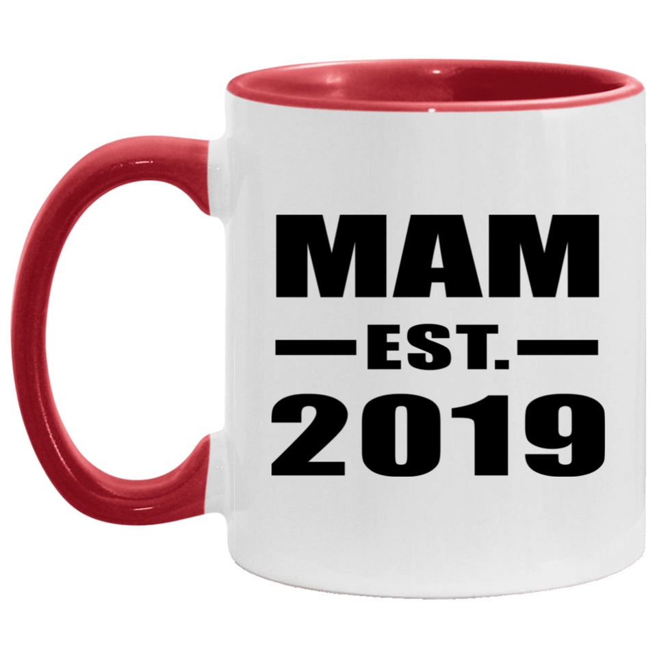 Mam Established EST. 2019 - 11oz Accent Mug Red
