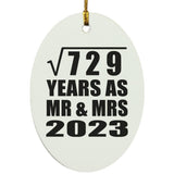 27th Anniversary Square Root of 729 Years As Mr & Mrs 2023 - Oval Ornament