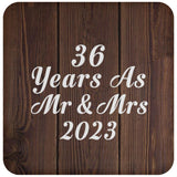 36th Anniversary 36 Years As Mr & Mrs 2023 - Drink Coaster D