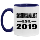 Systems Analyst Established EST. 2019 - 11oz Accent Mug Purple