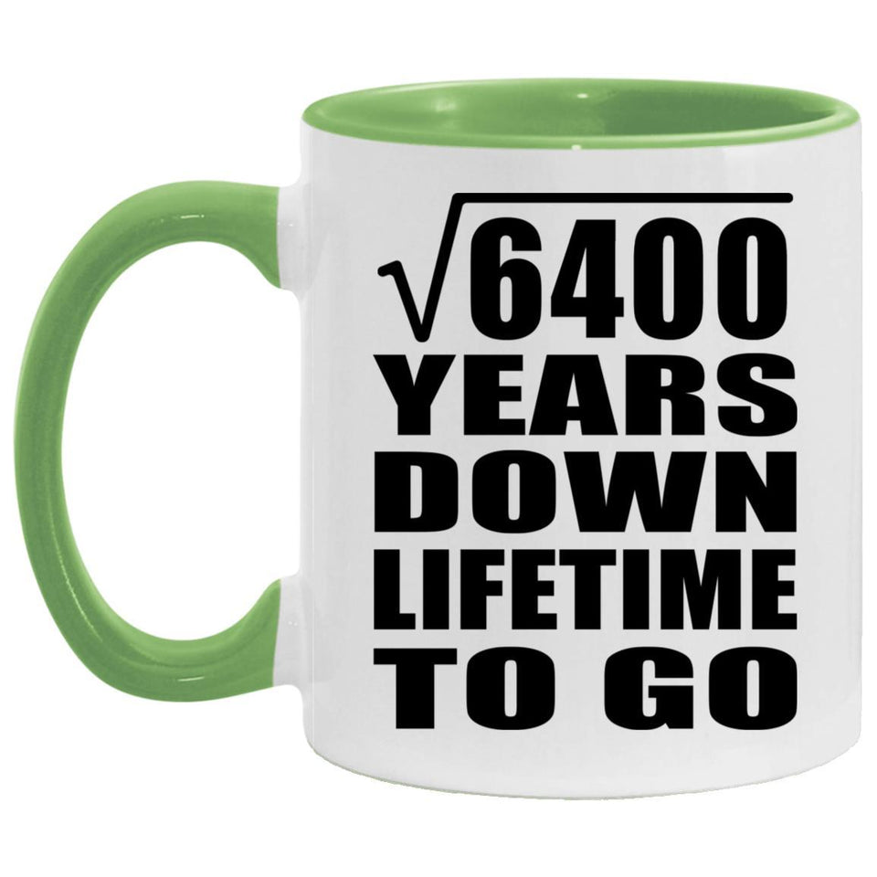80th Anniversary Square Root of 6400 Years Lifetime To Go - 11oz Accent Mug Green