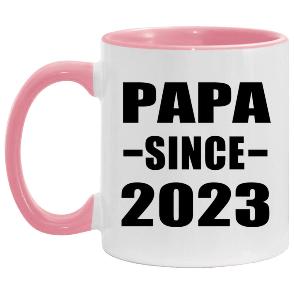 Papa Since 2023 - 11oz Accent Mug Pink