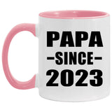Papa Since 2023 - 11oz Accent Mug Pink