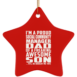 Proud Social Community Manager Dad Of Awesome Son - Star Ornament