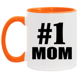 Number One #1 Mom - 11oz Accent Mug Orange