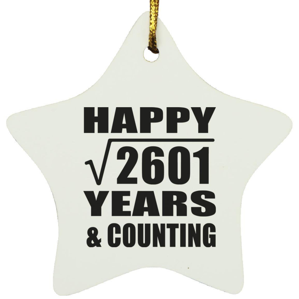 Happy 51st Anniversary Square Root of 2601 Years & Counting - Star Ornament