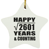 Happy 51st Anniversary Square Root of 2601 Years & Counting - Star Ornament