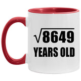 93rd Birthday Square Root of 8649 Years Old - 11oz Accent Mug Red