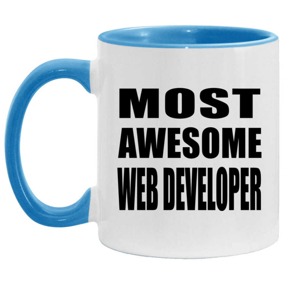 Most Awesome Web Developer - 11oz Accent Mug Blue