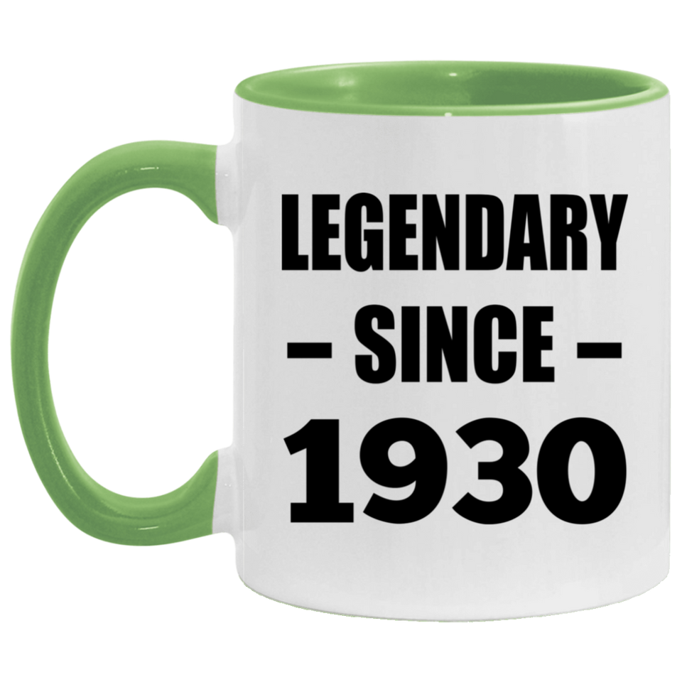 94th Birthday Legendary Since 1930 - 11oz Accent Mug Green
