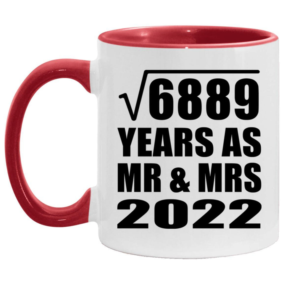 83rd Anniversary Square Root of 6889 Years As Mr & Mrs 2022 - 11oz Accent Mug Red