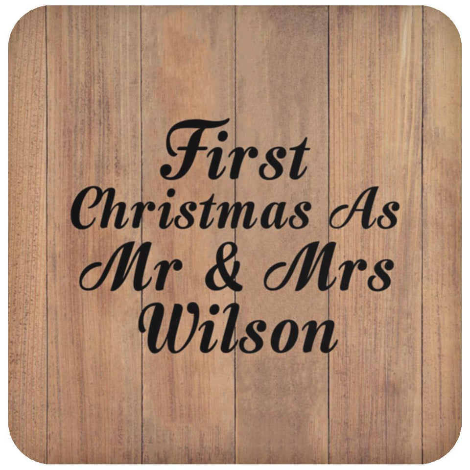 First Christmas As Mr & Mrs Wilson - Drink Coaster C