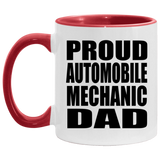 Proud Automobile Mechanic Dad - 11oz Accent Mug Red