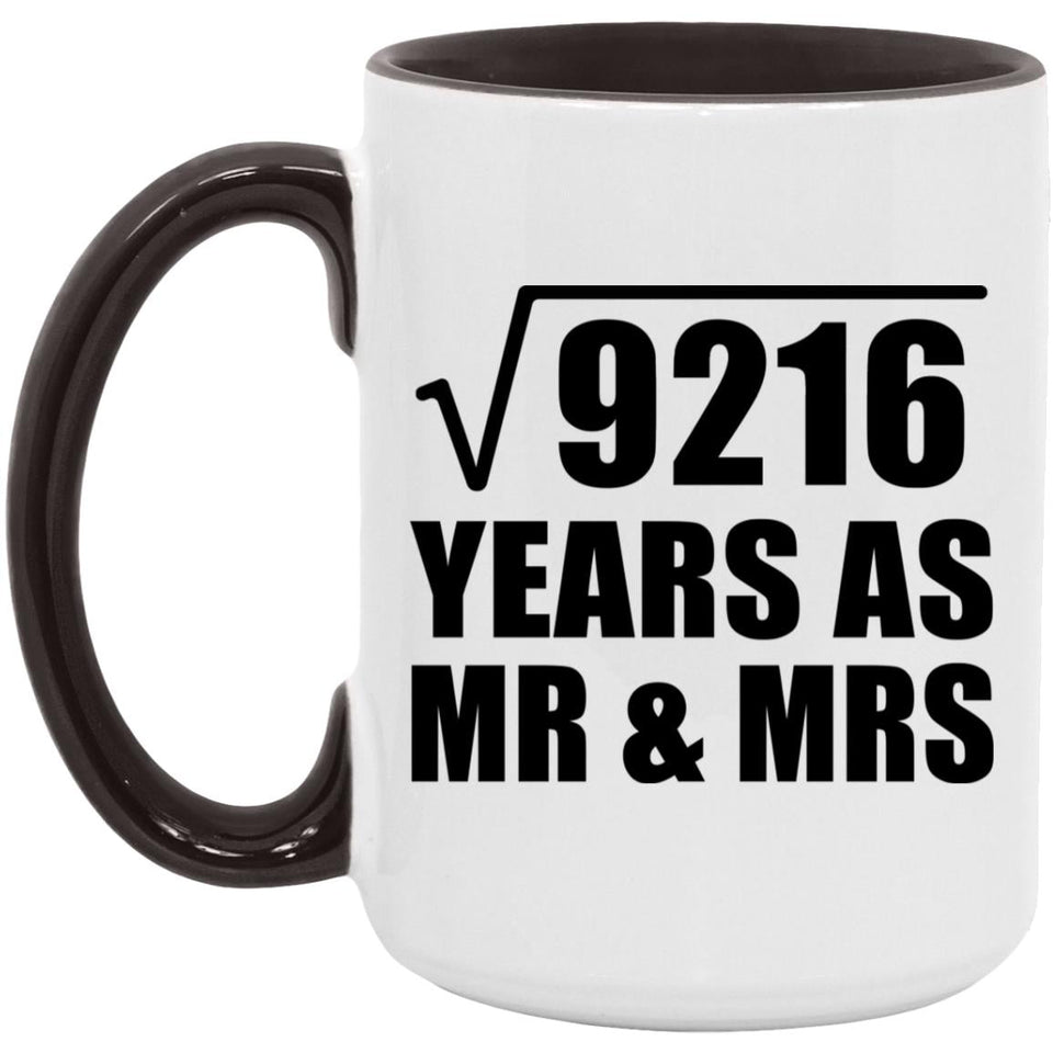 96th Anniversary Square Root of 9216 Years As Mr & Mrs - 15oz Accent Mug Black