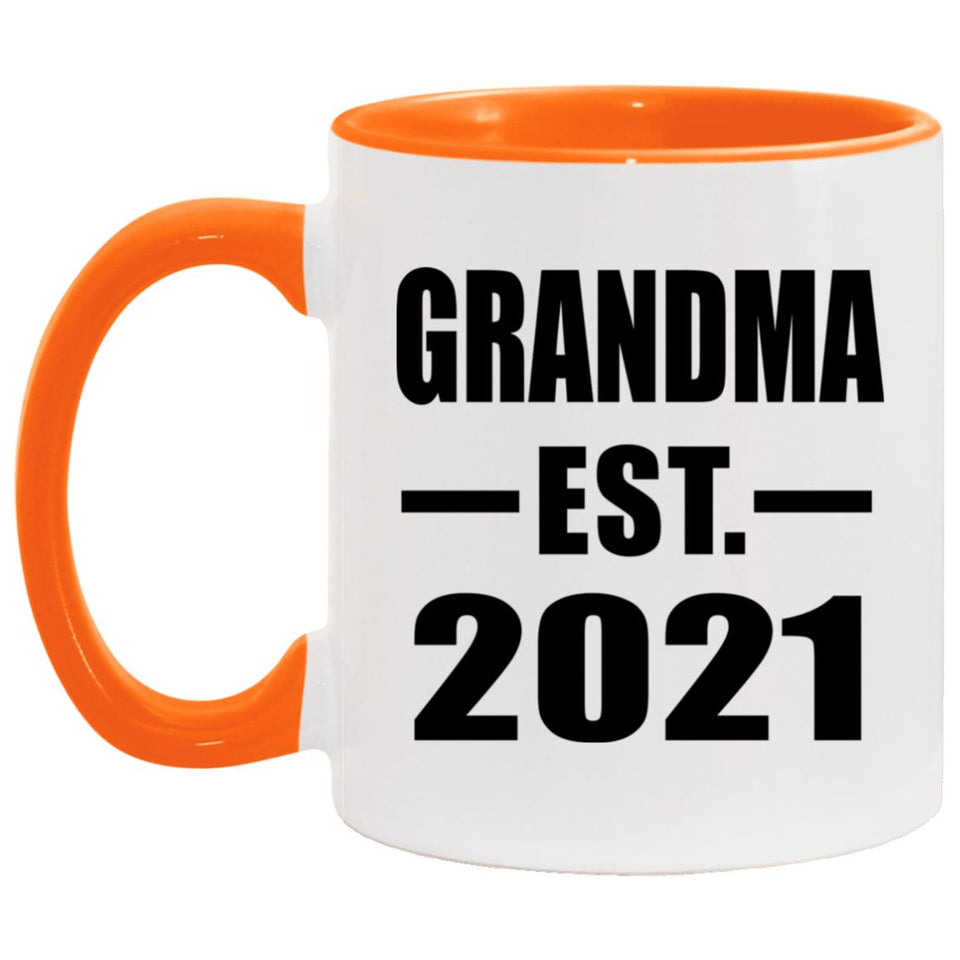 Grandma Established EST. 2021 - 11oz Accent Mug Orange
