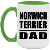 Norwich Terrier Dad - 15oz Accent Mug Green