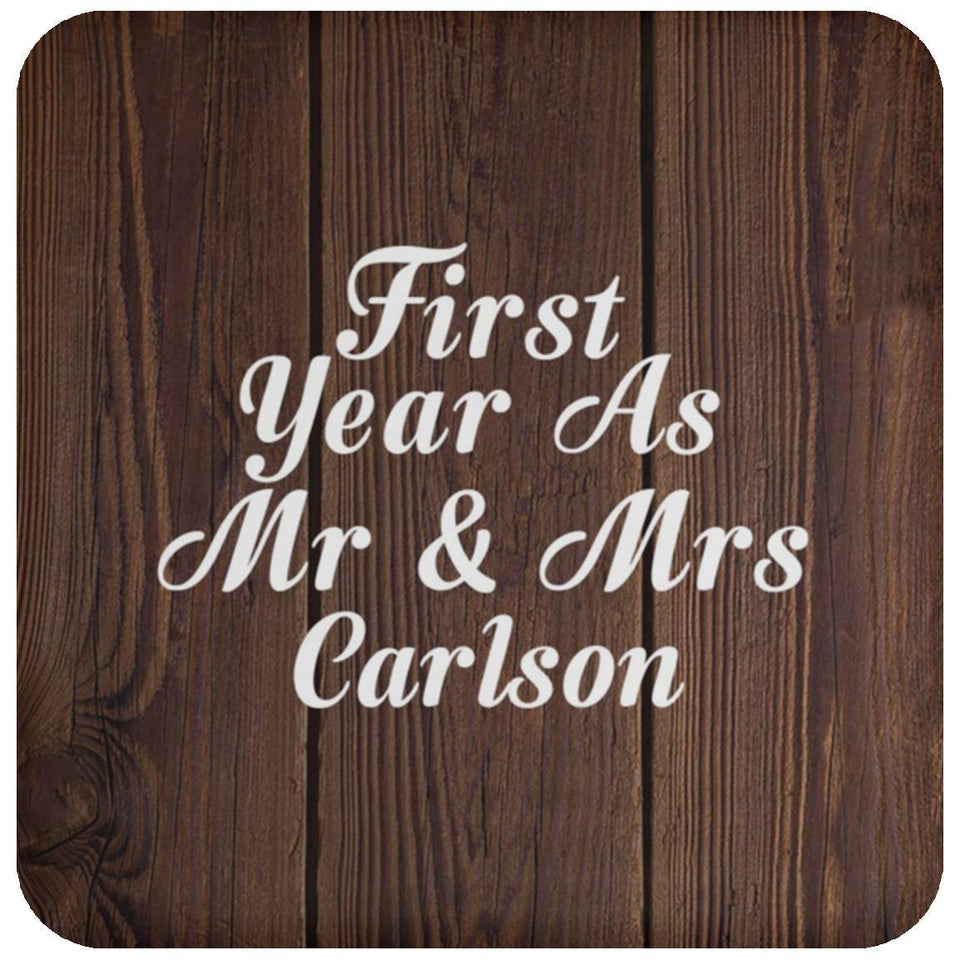 First Year As Mr & Mrs Carlson - Drink Coaster D