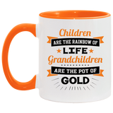 Children Are Rainbow Of Life, Grandchildren Are Pot Of Gold - 11oz Accent Mug Orange