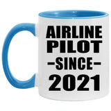 Airline Pilot Since 2021 - 11oz Accent Mug Blue