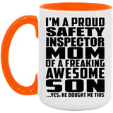 Proud Safety Inspector Mom Of Awesome Son - 15oz Accent Mug Orange
