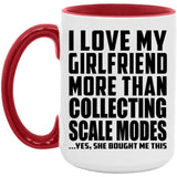 I Love My Girlfriend More Than Collecting Scale Modes - 15oz Accent Mug Red