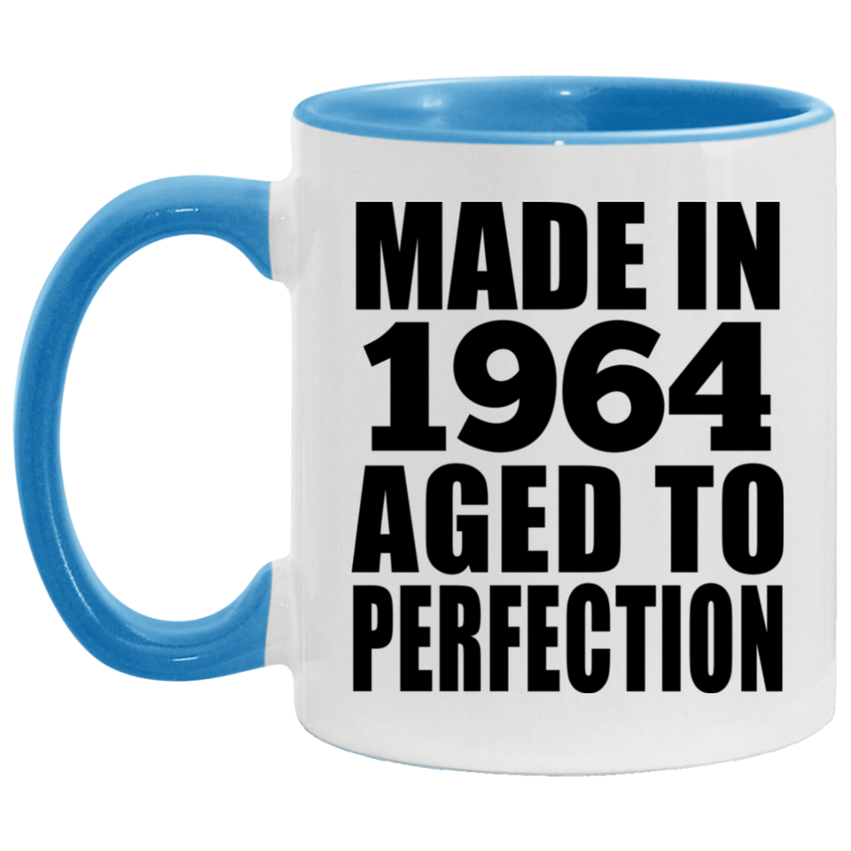 60th Birthday Made In 1964 Aged to Perfection - 11oz Accent Mug Blue