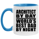 Architect By Day World's Best Dad By Night - 11oz Accent Mug Blue