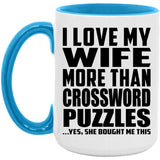 I Love My Wife More Than Crossword Puzzles - 15oz Accent Mug Blue