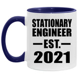 Stationary Engineer Established Est. 2021 - 11oz Accent Mug Purple