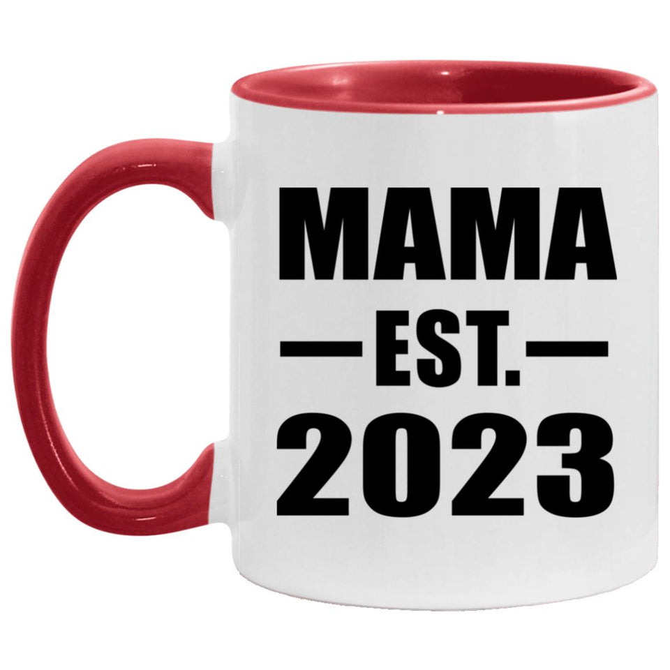 Mama Established EST. 2023 - 11oz Accent Mug Red