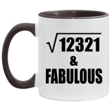 111th Birthday Square Root of 12321 & Fabulous - 11oz Accent Mug Black