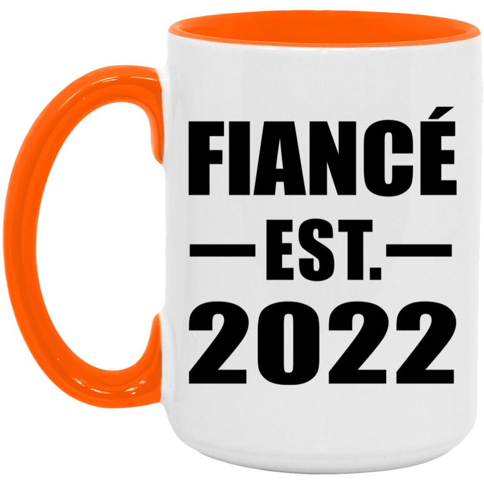 Fiance Established EST. 2022 - 15oz Accent Mug Orange
