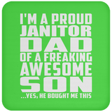 Proud Janitor Dad Of Awesome Son - Drink Coaster