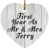 First Year As Mr & Mrs Terry - Heart Ornament F