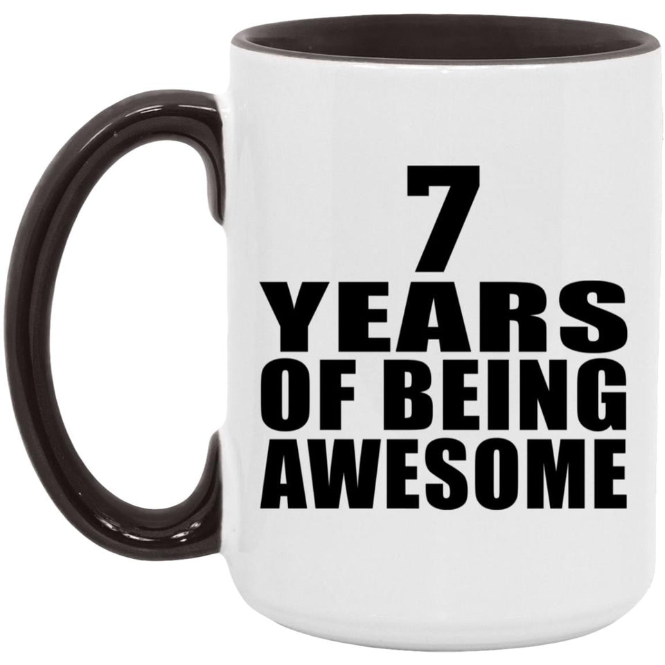7th Birthday 7 Years Of Being Awesome - 15oz Accent Mug Black