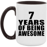 7th Birthday 7 Years Of Being Awesome - 15oz Accent Mug Black