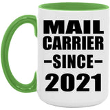 Mail Carrier Since 2021 - 15oz Accent Mug Green